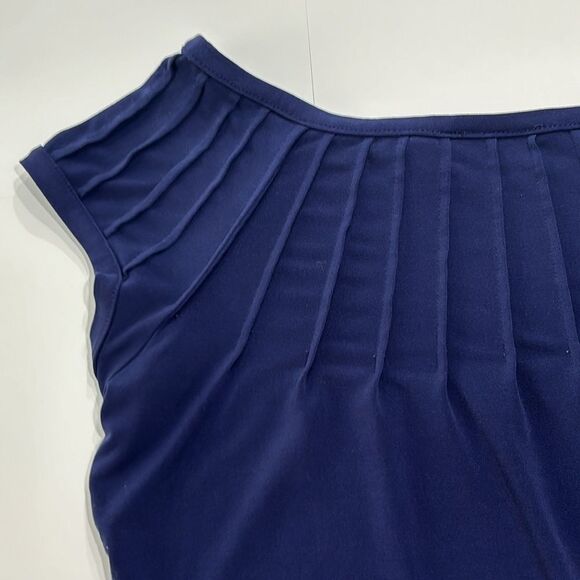 The Limited | Navy Blue Women’s Stretch Polyester Pleated Sleeveless Blouse XS - Picture 3 of 13